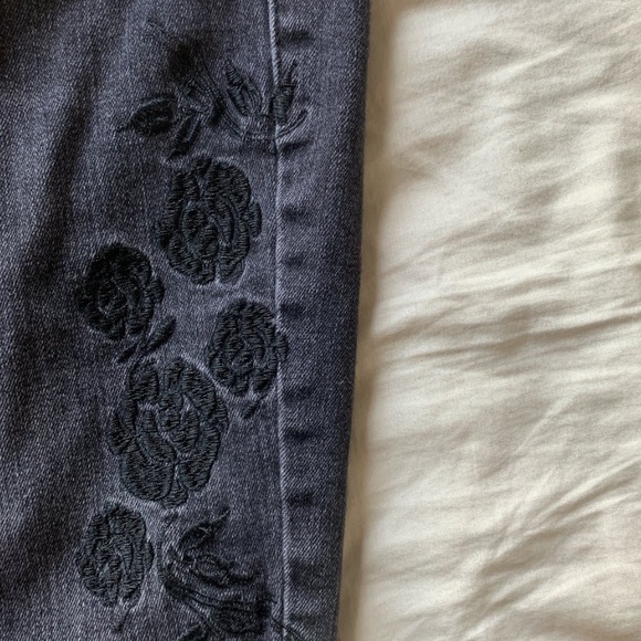 faded black floral accent garage jeans - Picture 3 of 3